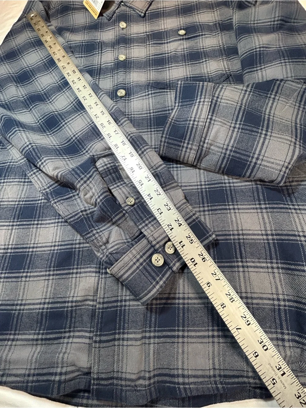 Eddie Bauer Blue and Gray Plaid Lightweight Shirt Jacket